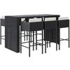 VidaXL Ensemble de bar de jardin 7 pcs avec coussins noir poly rotin, ensemble de table de bar, table et chaise de bar, 3200664