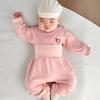 Baby Two-Piece Set: High Waist, Shoulder Buttons, Thin, Breathable, Pure Cotton for All Seasons (Spring/Autumn)