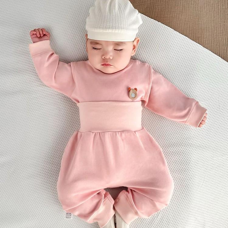 Baby Two-Piece Set: High Waist, Shoulder Buttons, Thin, Breathable, Pure Cotton for All Seasons (Spring/Autumn) Size 73
