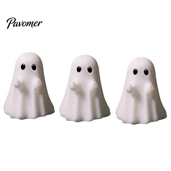 Halloween Harz Ornamente 3 Stück Mini Geister Figuren für Dekorationen, Mittelfinger und Süßigkeitentüten Füller Herz Gestufte Tabletts Tischplatten Regale
