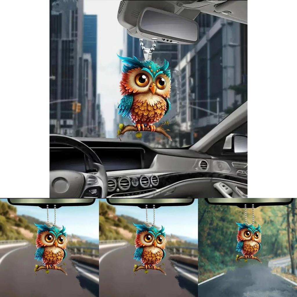 Acrylic Delightful Owl Car Pendant Fun Cartoon Style Ideal For Vehicle Decoration