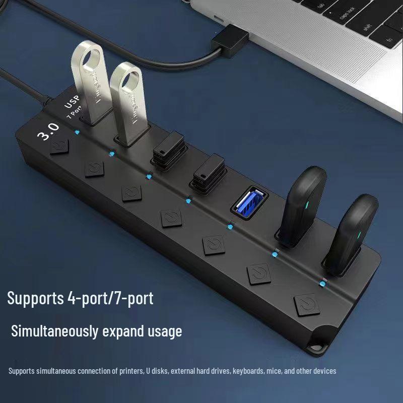 USB 3.0 Seven-Port Docking Station with Independent Switches