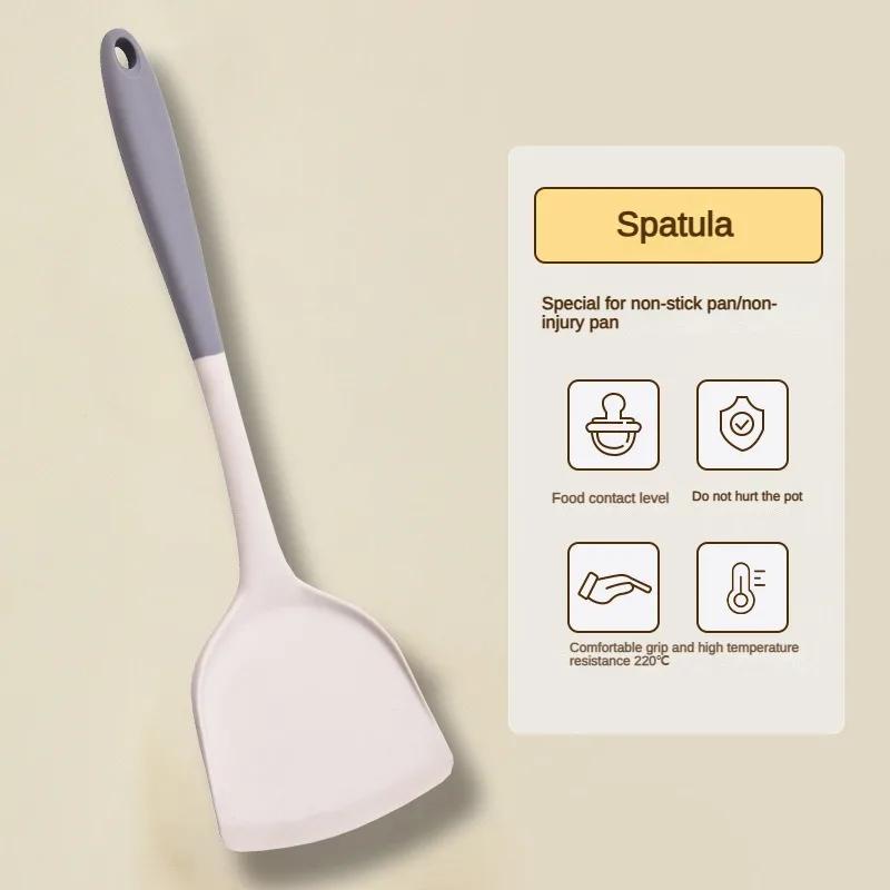 1/2/3/4set Grey white silicone spatula soup spoon set non-stick pan cooking tools kitchen cooking kit