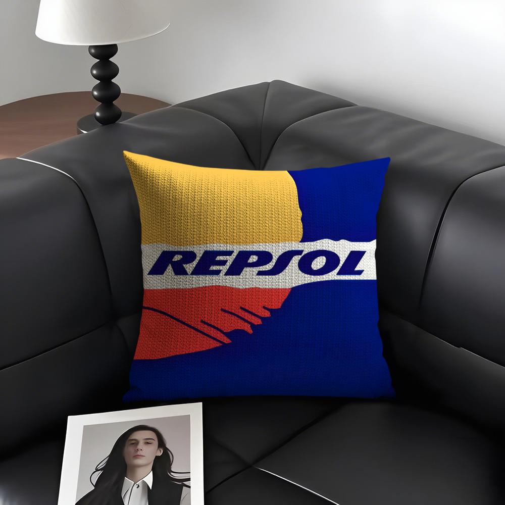 RRepsol Logo Kissenbezug Natürlicher Leinen Bio-Stoff Beidseitiger Druck Sofa Heimdekoration Geschenk Kissenhülle