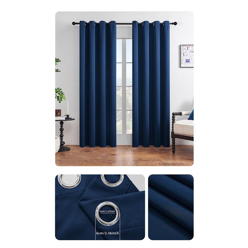 High Density Fabric 100% Blackout Curtains Thermal Insulated Sunproof Drapes with Grommet Top Bedroom Living Room Decor