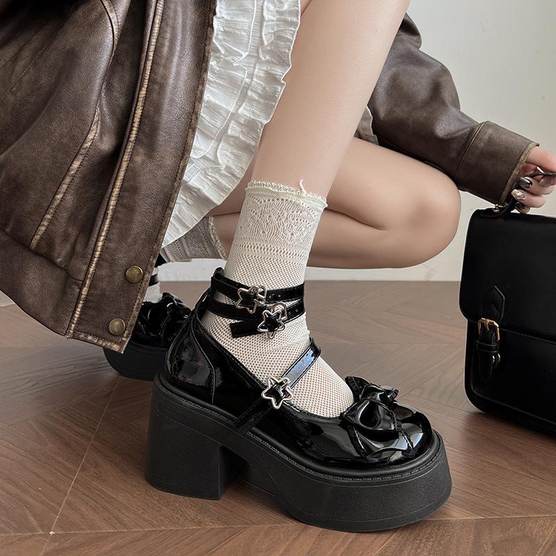 2026 Ny Platform Tyk Bund Kvinder Lolita Mary Jane Sko Sommerfugleknude Spænderem Sko Damer Elegante Hæle Kjole Pumps