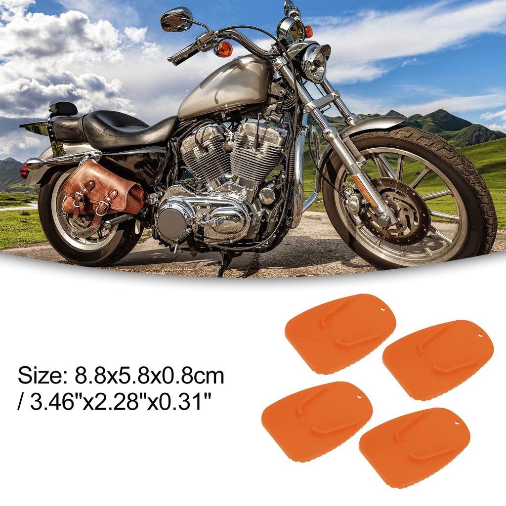 ACROPIX Motorcycle Kickstand Pad Support Plate Pad Parking Stand Side Stand Extension Pad Orange 4pcs