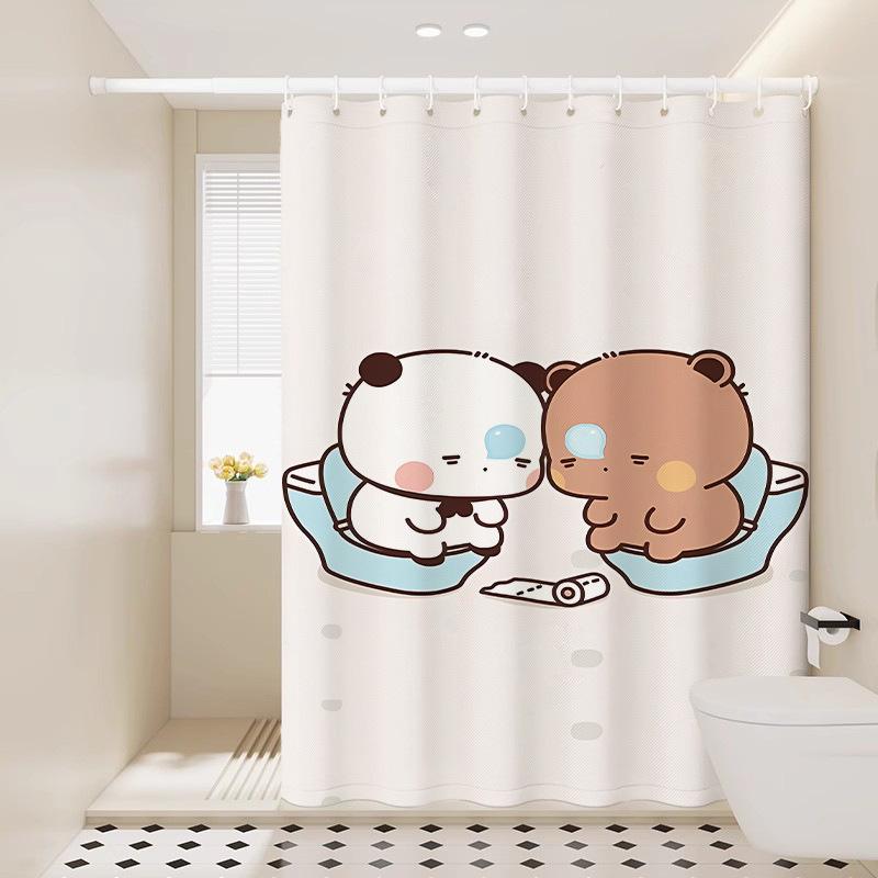 Cute Shower Curtain Thickened Waterproof Bathroom Bathroom Bathroom Bath Shower Dry And Wet Separation Hanging Curtain