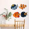 4 Stück Holzfisch Nautische Wanddekoration Rustikal Fischschwarm Wandkunst Küstenthema Ozean Wandskulptur für Seehaus Zuhause Badezimmer Schlafzimmer