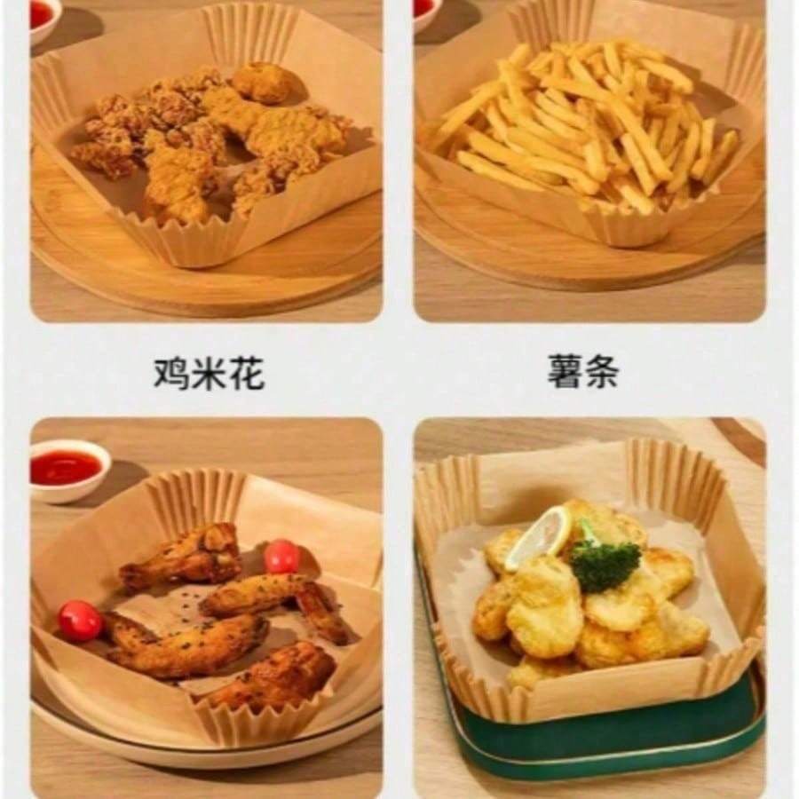 100 High-Quality Air Fryer Pad Paper - Thickened, Non-Stick, Oil-Resistant, Suitable For 2-8 Air Fryer - Essential Kitchen And