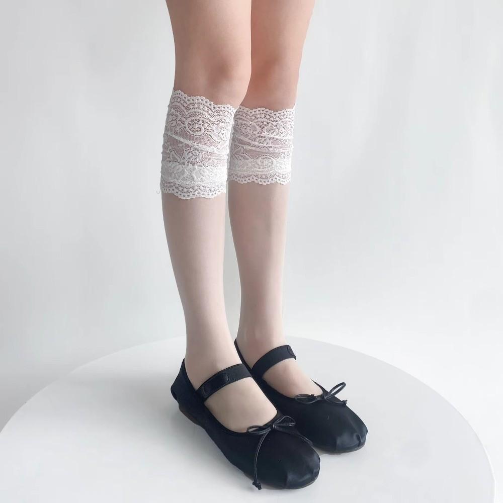 Lace Ruffle Lace Ruffle Long Socks Sheer Knee High Socks JK Lolita High Tube Socks Sweet Girls