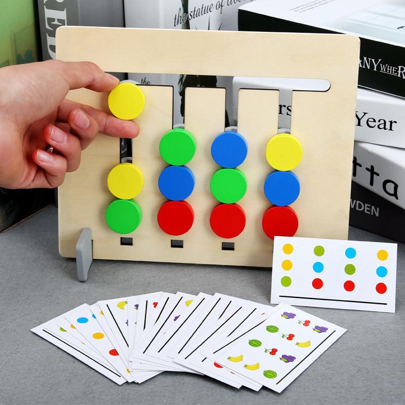 Vierfarben Obst Tier Logikspiel Holz Montessori Lernspielzeug für Kinder