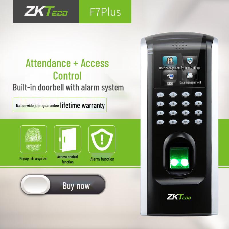 ZKTeco F7PLUS Fingerprint Access Control & Attendance System CN Plug (adapter Included)