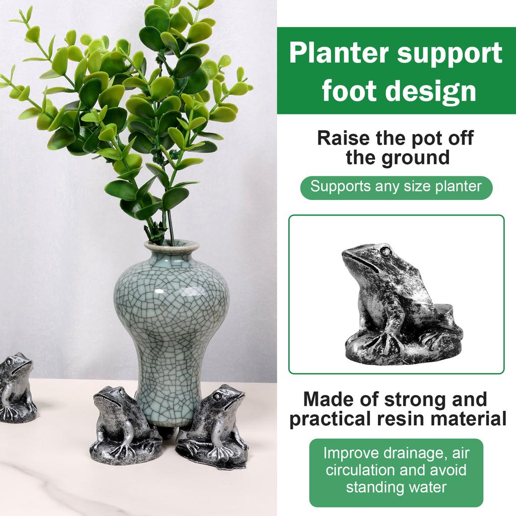 6Pcs Plant Pot Risers Pad Flower Pot Support Feet Bonsai Holders Tortoise/Frog/Dog Style Decorative Planter Elevator Pot Base