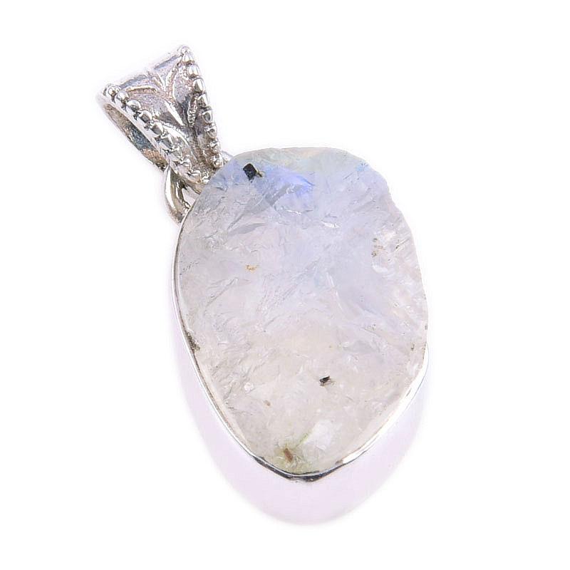 Natural Rainbow Moonstone Gemstone 925 Solid Sterling Silver Pendant 1.25'' u6G46