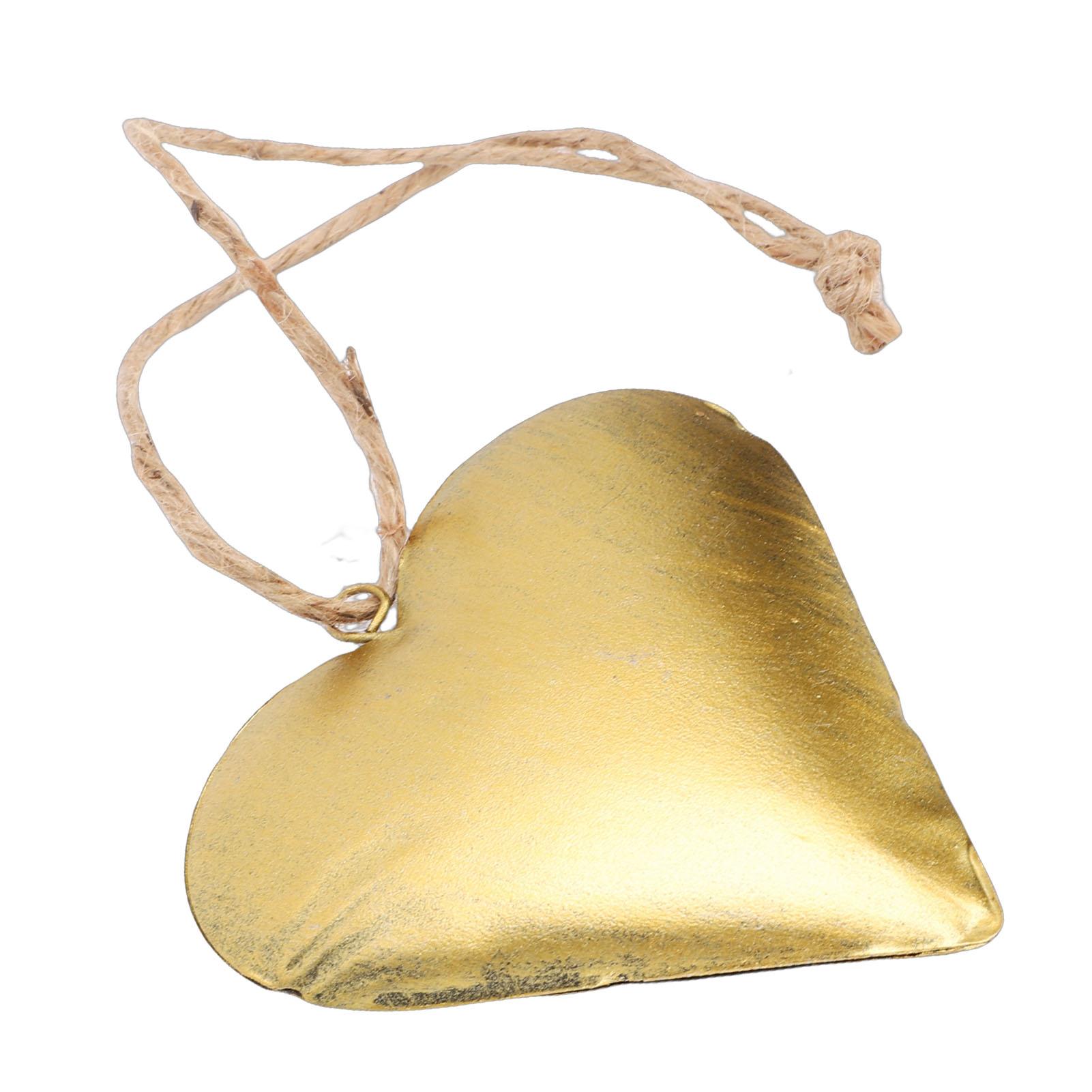 

Heart Shaped Decorative 3D Metal Brass Vintage Hanging Ornament Valentine Day Decoration Wall Art with Rope for Home Indoor Outdoor 10x10cm