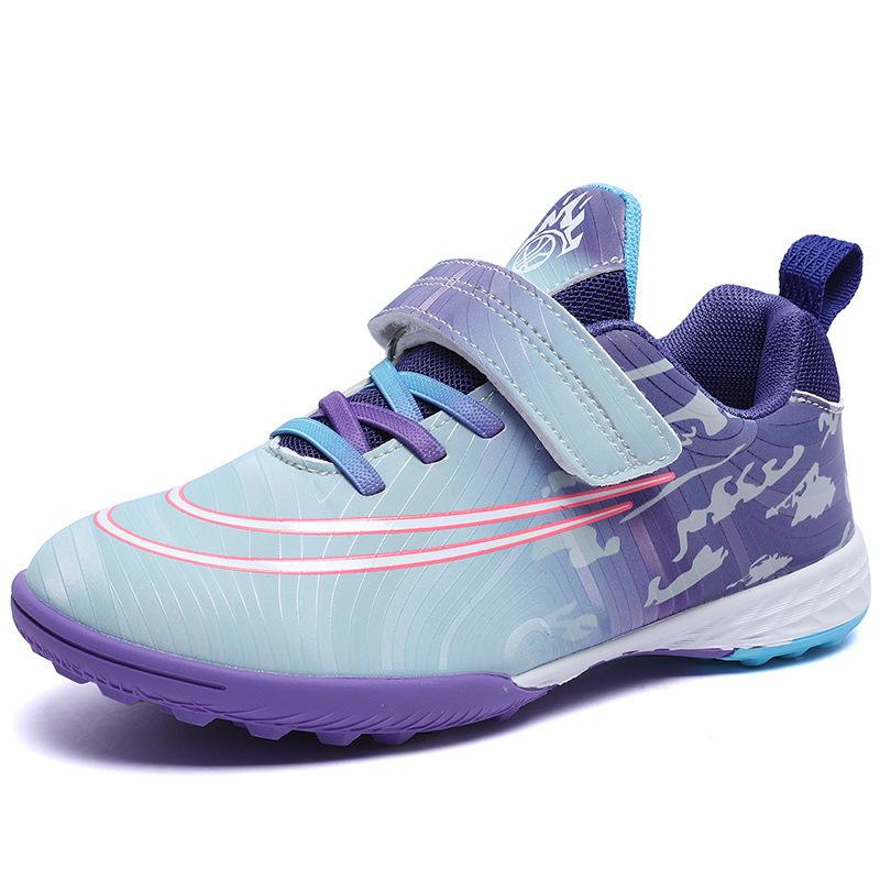 

2025 children s football shoes free lace-up Velcro broken nails TF primary school boys and girls artificial grass training sports shoes 30