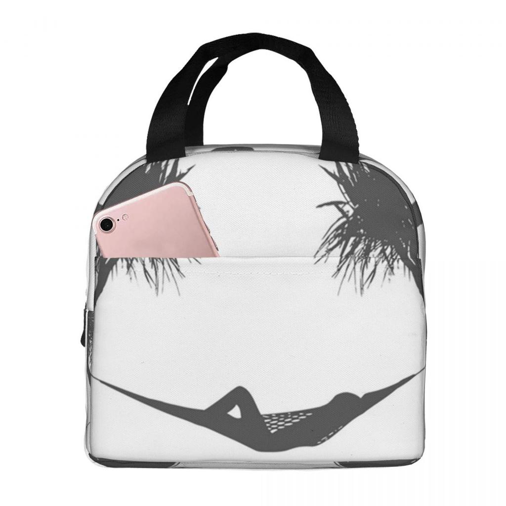 Beach Hammock Pattern Insulated Lunch Bag for Women Kids Portable Food Boxes Thermal Lunch Box Tote