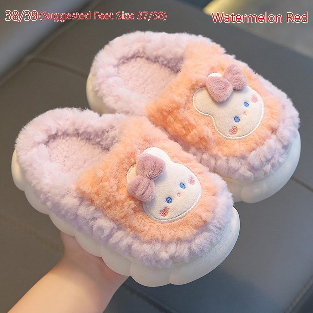 Rabbit/Bear Kids Furry Slippers Girls Boys Winter Slippers High-quality Indoor Slippers