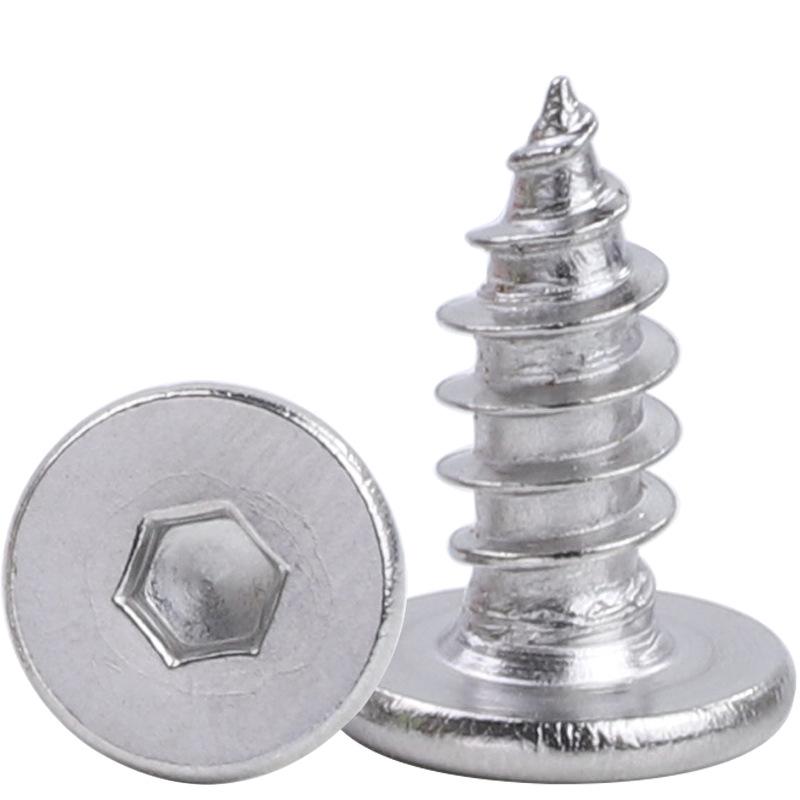 304 Stainless Steel Thin Head Hex Socket Flat Head Self-Tapping Screws M2-M6