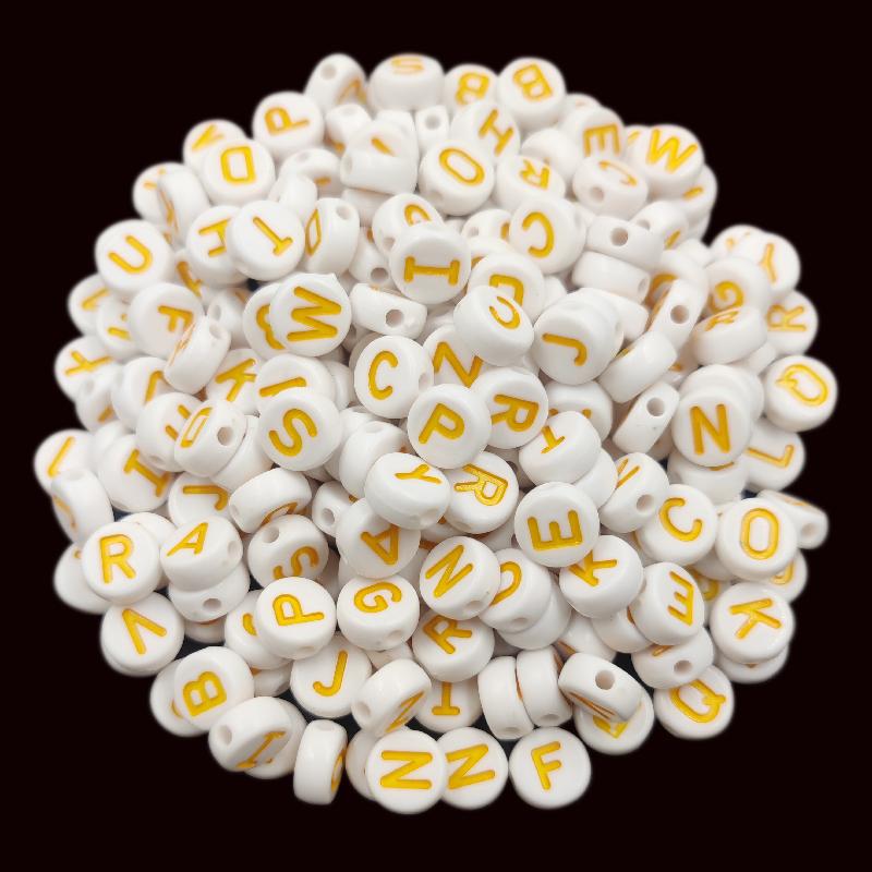 

40 шт. 10 мм белые красочные буквы DIY свободные бусины для изготовления ювелирных изделий кулон ярких цветов ожерелье браслет жёлтый