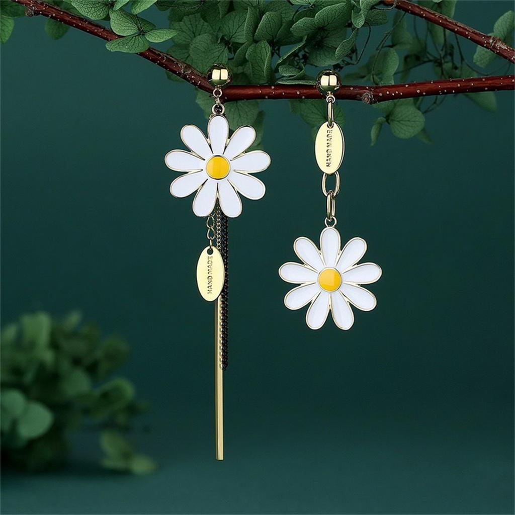 Korean Style Daisy Tulip Flowers Stud Earrings For Women Dropping Oil Pearl Crystal Earring for Women Girls Pretty Jewelry Gifts