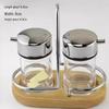 Beifu Modern Glass Seasoning Dispenser Set with Wooden Base
