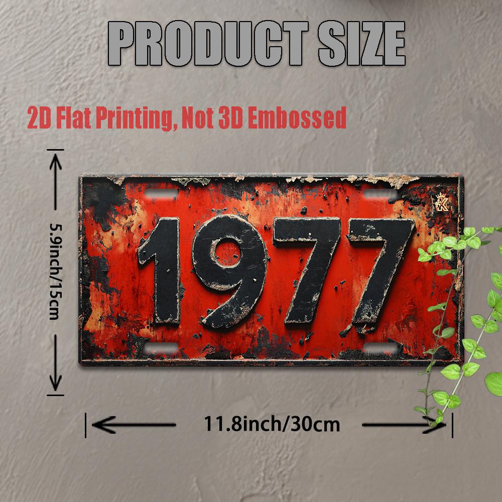 2D Flat Printing, Vintage Metal Sign, for Decorationg Only, Outdoor Wall Art, Number 1977 Aluminum Sign, for Home Decor