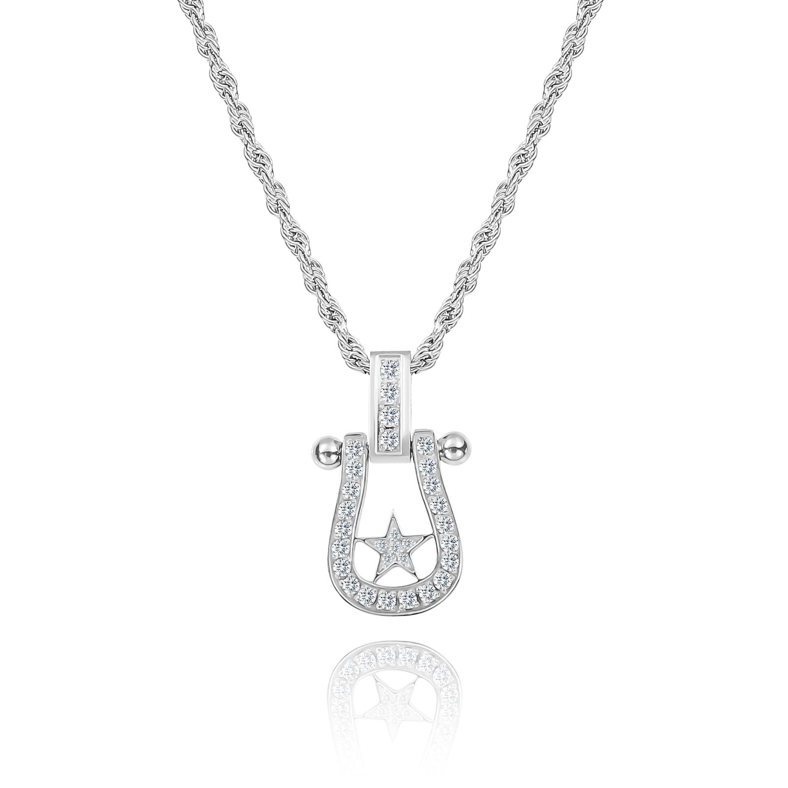 

[Lucliss] 316L Horseshoe Necklace, Star Necklace, Silver