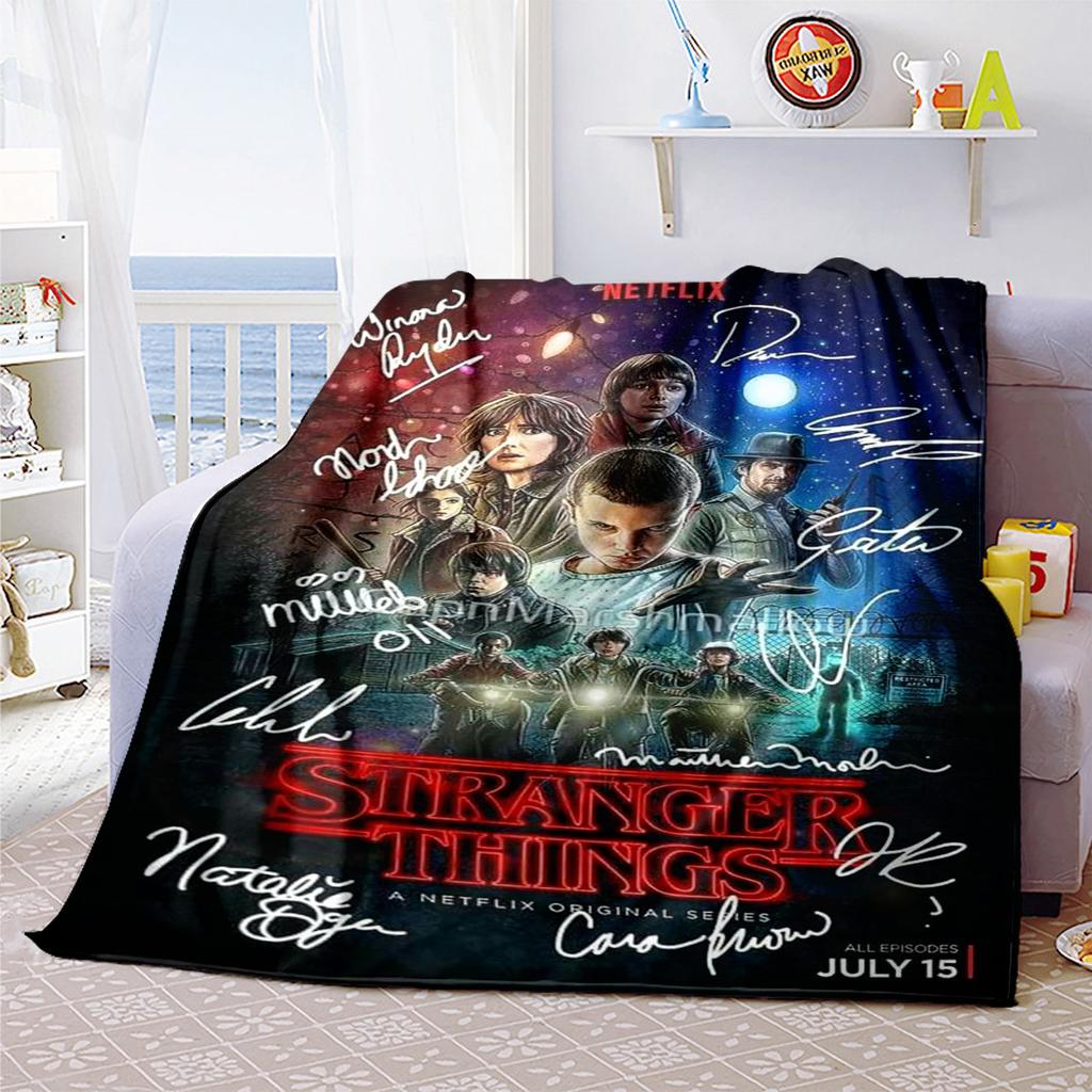Halloween horror thriller theme Stranger Things blanket, home warming, four season bed decoration, sofa cover, flannel throwing blanket K11
