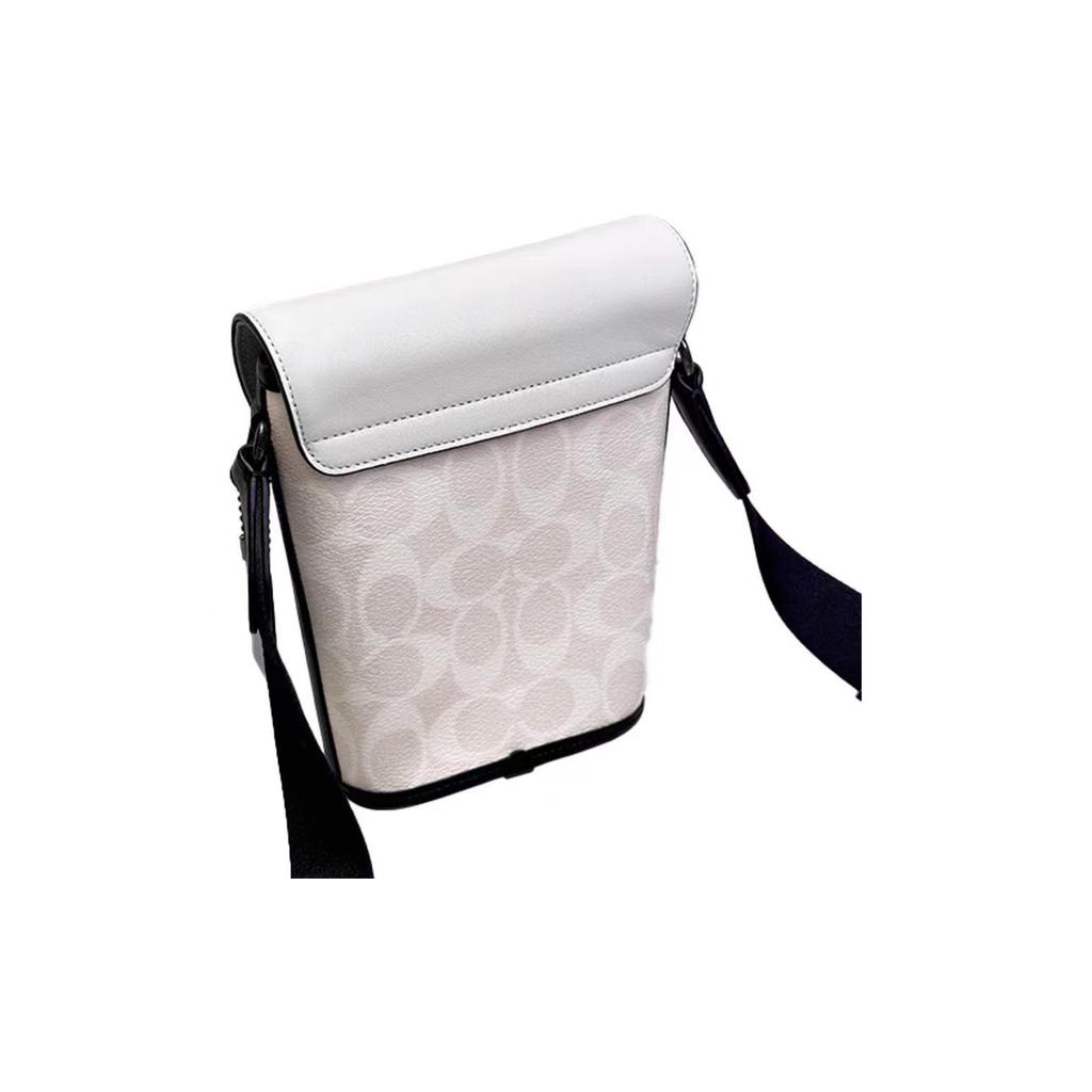 New COACH Track Cow Leather Messenger Bag Shoulder Bag Crossbody Bag Small Size Men's White CJ697-QBCAH