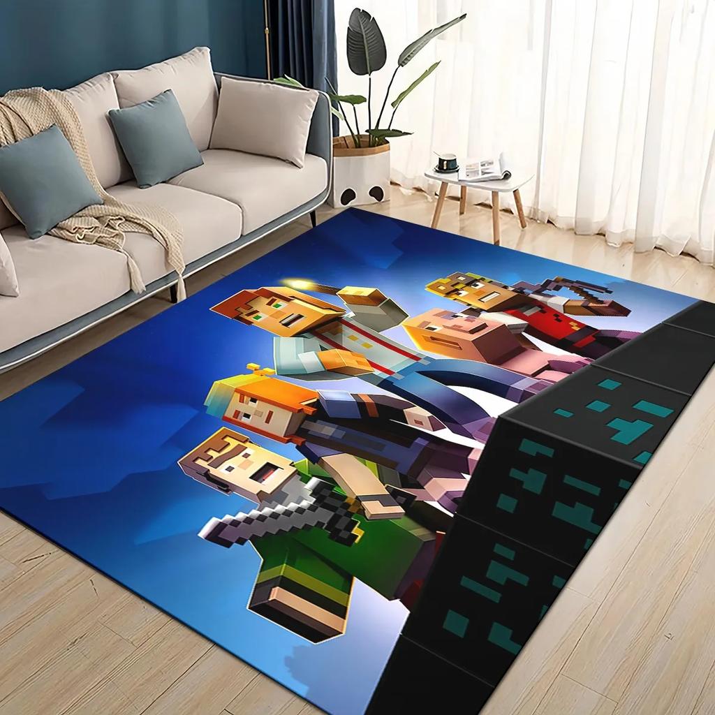 3D S-Sandbox Game  Cartoon Area Rug Large,Carpet Rug for Living Room Bedroom Sofa Doormat Decoration,kid Play Non-slip Floor Mat