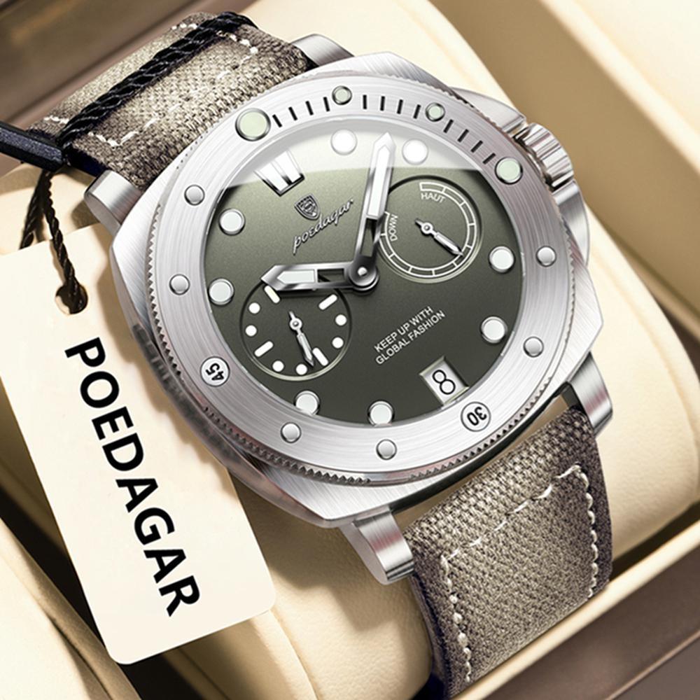 POEDAGAR High Quality Military Watch For Man Waterproof Luminous Date Fashion Men Clock Nylon Leather Quartz Watches