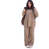 Women's Casual Commute Two-Piece: Round Neck, Long Sleeve Top with Loose Korean Style Pants - 2025 Autumn Collection