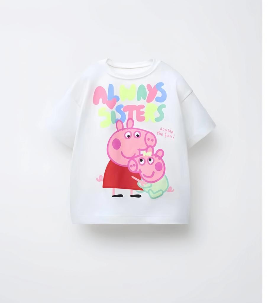 2026 summer new Peppa Pig Cartoon Pattern Printed Unisexs and Womens TShirt  Loose and Breathable for Casual Wear