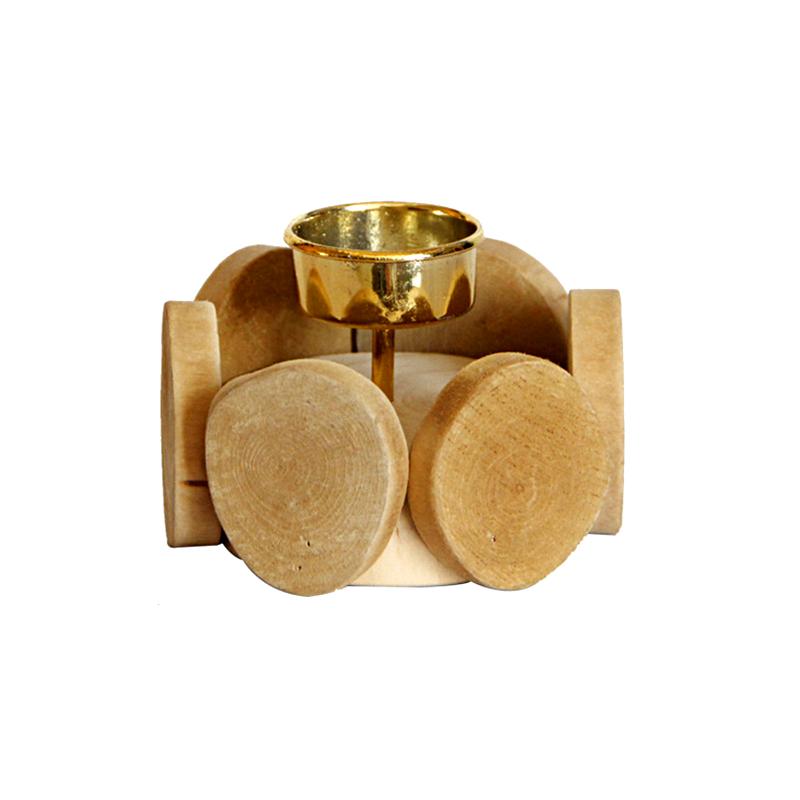 1PC Candle Holder Creative Tea Light Holder Rustic Home Decor Candlestick Holder Wooden Candle Cup Glass/Metal