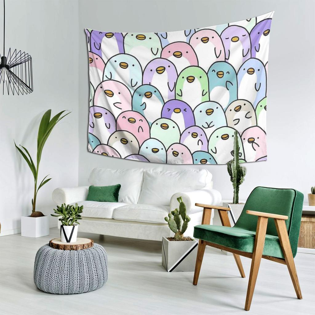 Penguin Snuggles Tapestry Decoration Art Aesthetic Tapestries for Living Room Bedroom Home Wall Cloth Wall Hanging