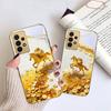 golden galloping horse For Samsung A 01 52S A04 A05S A10 A12 A13 22 23 24 36 42 M02 Note 10 20Ultra 8 9 Golden glass phone case