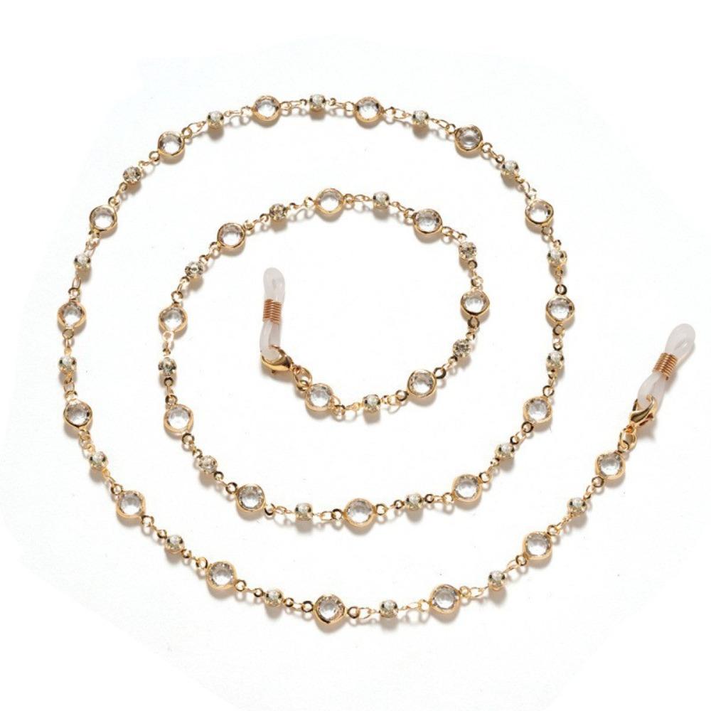 

BEPAN Zircon Colorful Crystal Glasses Chain Rhinestone Anti-Lost Sunglasses Chains Neck Strap Beads Eyeglass Lanyard Outdoor Use прозорий