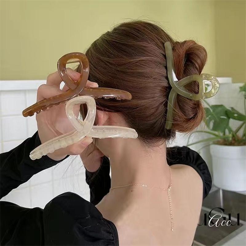 7Designs Giant Flower Cross Acrylic Hair Claw Clips for Women Accessories Jewelry Korean Jelly Large Resin Crab Clamp Headwear