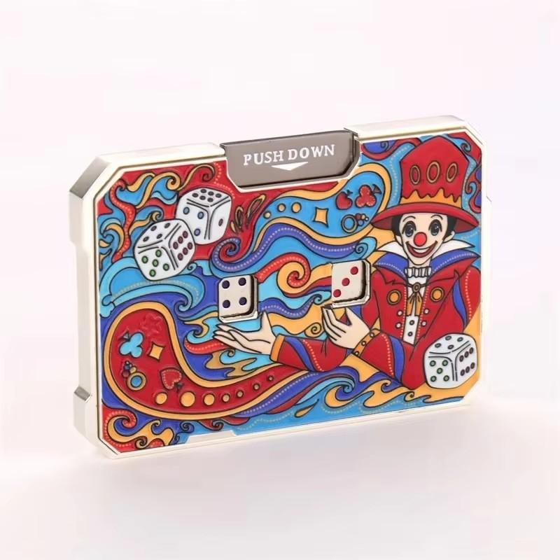 

Stress Relief Metal Lucky Dice Hand Pressure Card Game EDC Fingertip Gyro Portable Pocket Decompression Toy for Boys Adults Gift