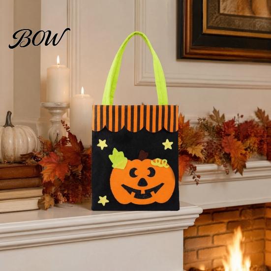 Trick or Treat Bags Halloween Candy Bag, Cute Pumpkin Ghost Tote for Kids, Spooky Festive Party Favor Totes Cartoon Pattern Bag Party,