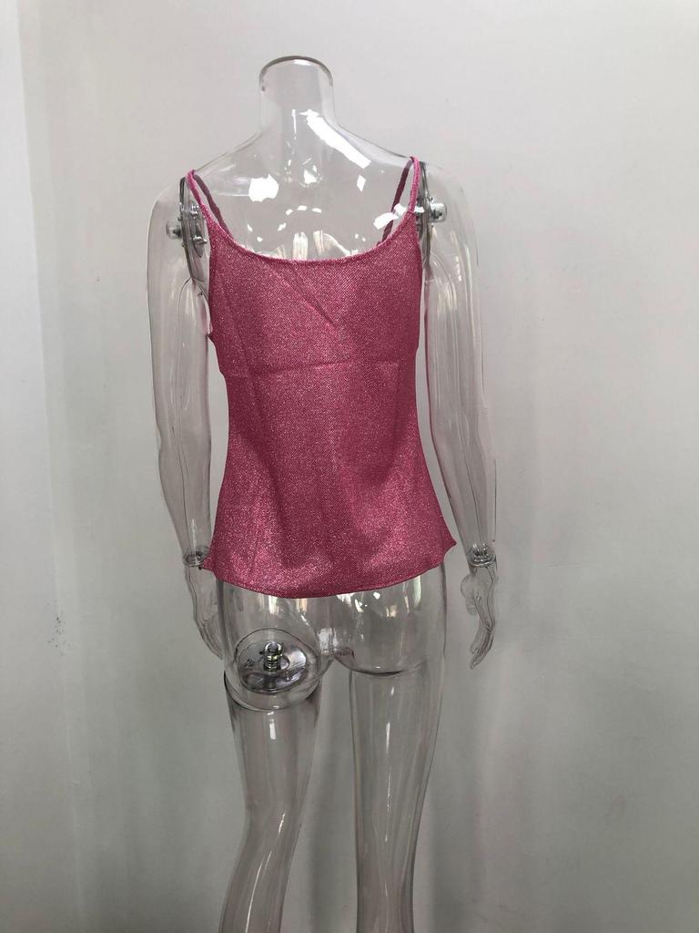 2025 European & American Women's V-neck Hot Stamping Camisole - Casual Sexy Spring/Summer Vest