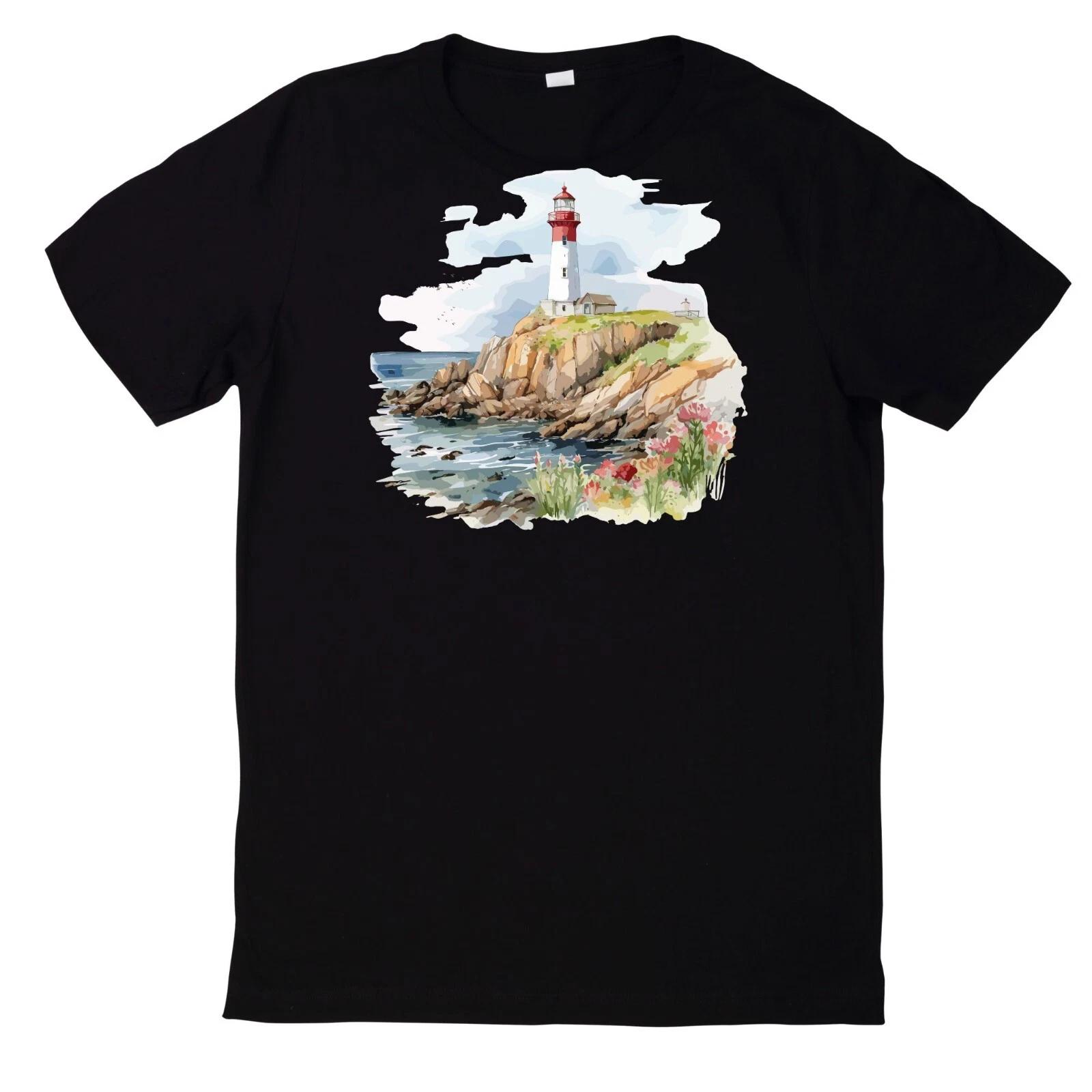 T-Shirt Aquarell Leuchtturm Motiv Baumwolle S