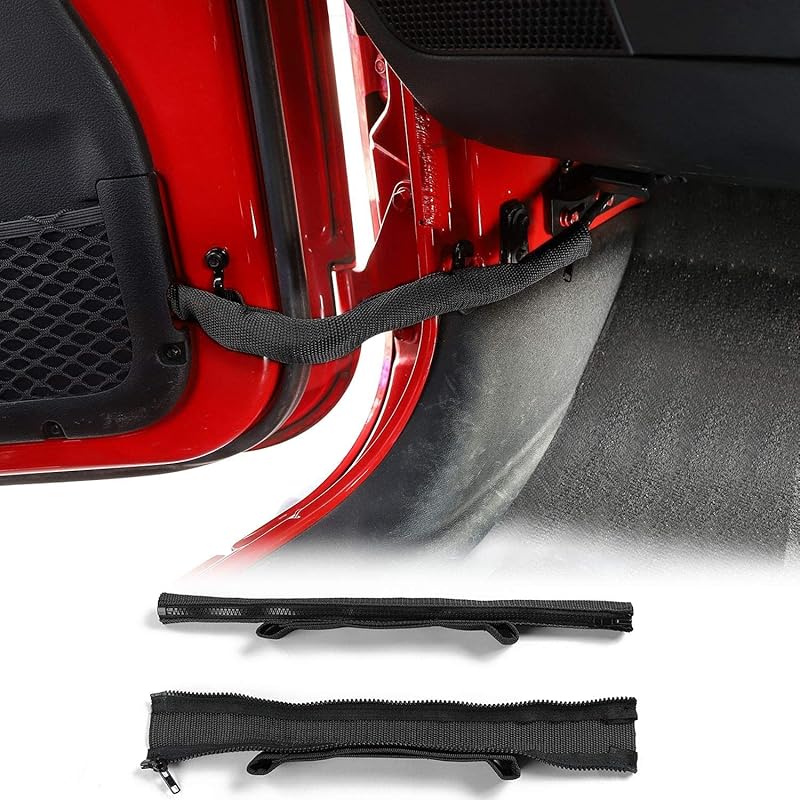 JeCar For Jeep Door Straps Heavy Duty Strong Door Limit Check Strap With Zipper For 2007-2024 Jeep Wrangler JK JKU JL JLU Gladiator JT (Black)