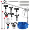 Airless Paint Spray Gun and Hose Kit, 3600PSI High Pressure Paint Sprayer Hose Set with 5 Tips, 211, 315, 417, 517, 623, Swivel Joint Airless Spray