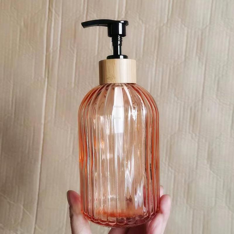Nordic Luxury Glass Push-Top Bottle for Lotion, Hand Soap, Shampoo & Shower Gel