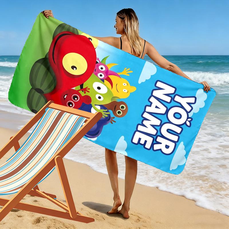 Custom Name Babblarna Print Beach Towel, Large Soft Quick Dry Towel for Beach Camping Swimming