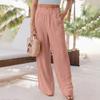 Ladies Fashion Color Straight Leg Cotton Linen Loose Wide Leg Pants