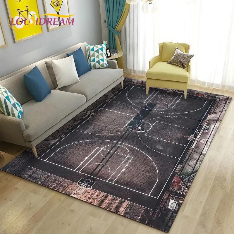 Tappeto 3D Area Basket Grande, Tappeto per Soggiorno Camera da Letto Divano Zerbino Decorazione Cucina, Tappetino Antiscivolo per Gioco Bambini